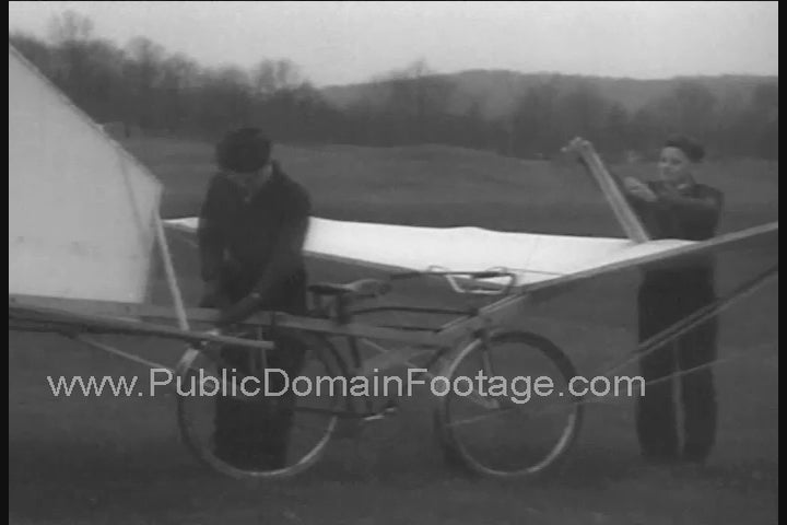 Flying Bicycle Invention Failure Newsreel 1934