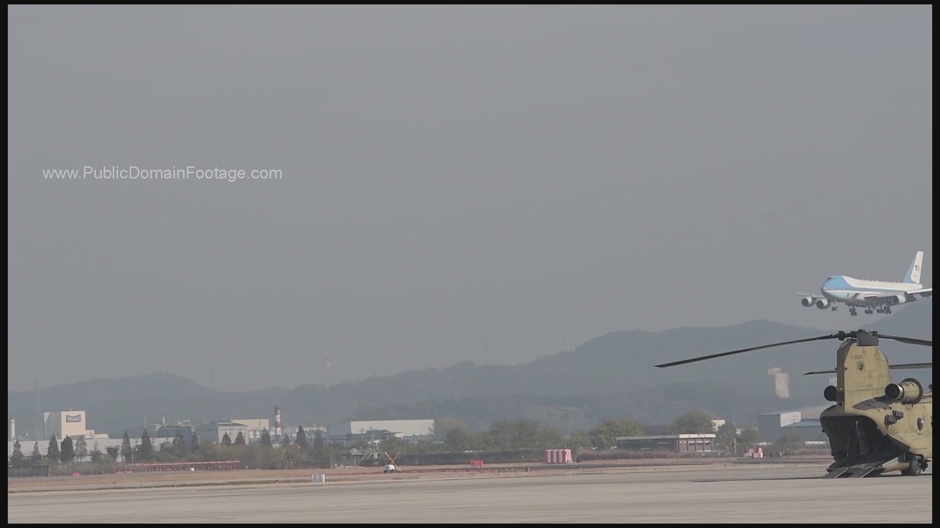 Air Force One Landing and Taxiing Across Tarmac President Trump